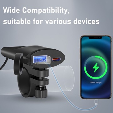 Motocyklowa ładowarka do telefonu Dual USB QC 3.0 Motocyklowa 46