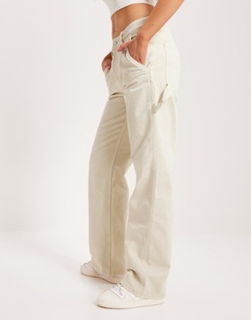 Gina Tricot ahy jeansowe beżowe stan szerokie wysoki spodnie L NG5