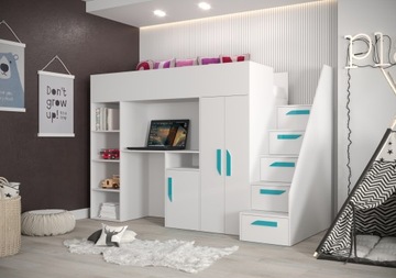 PARTY 14 двухъярусная кровать в мезонине с лестницей