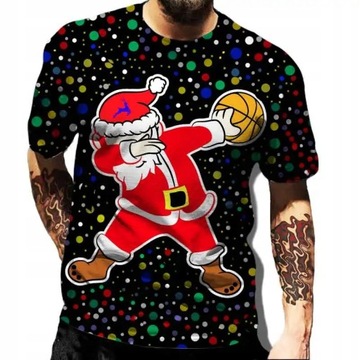 Santa Claus Pattern Men's T-shirt Elk Print Man Sh