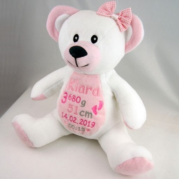 MIŚ z metryczką CHRZEST Haft metryczka LIGREM 45cm