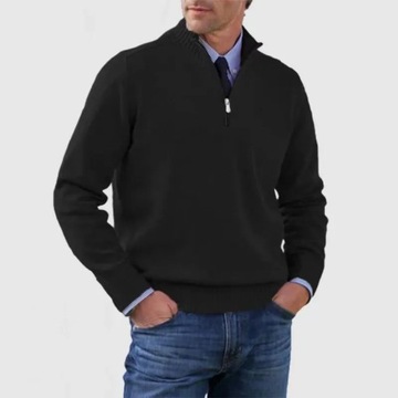 New Fall Long-sleeved V-neck Fleece Zip Men's Casu