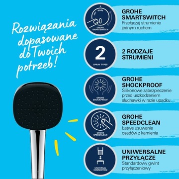 GROHE VITALIO COMFORT 110 II РУЧКА ДЛЯ ДУША С 2 струями, ХРОМ