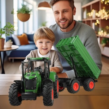 TRAKTOR CIĄGNIK PRZYCZEPA WYWROTKA ODPINANA MASZYNA ROLNICZA ZESTAW FARMERA