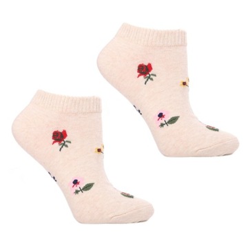 3x Ponožky Dámske Členkové Ponožky Bavlnené v Kvety Očarujúce MORAJ 38-41