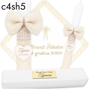 КРЕЩЕННАЯ СВЕЧА, ОДЕЖДА И ВЫШИВКА КРЕЩЕСТВЕННОЙ СВЕЧИ + БЕЛАЯ КОРОБКА в стиле БОХО