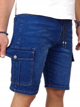 modne SPODENKI męskie JEANSOWE szorty krótkie spodnie PAS na GUMIE 30 #L