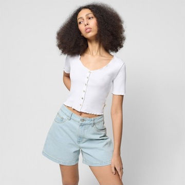 T-shirt crop w prążki damski OUTHORN