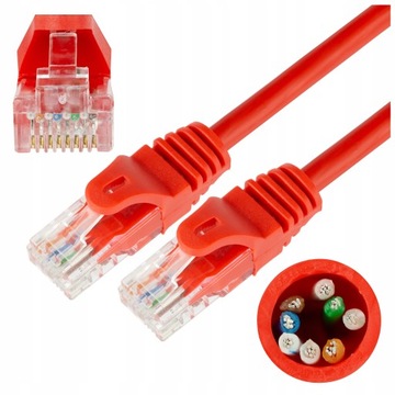 NEKU Kabel Patchcord UTP 5E sieciowy czerwony 0,5m