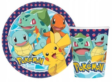 ZESTAW KUBKI TALERZYKI POKEMON GO PIKACHU 16szt