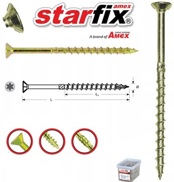 WKRĘT CIESIELSKI STOŻKOWY STARFIX AWCS 6,0X120/F