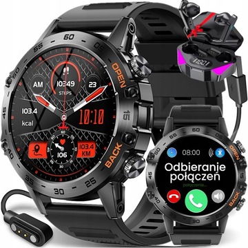 Smartwatch Zegarek Męski Rozmowy Polskie Menu Kroki SMS 400 mAh + SŁUCHAWKI