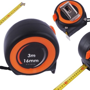 MIARA ZWIJANA MAX 3m 16mm FASTER TOOLS KLlII MIARKA METRÓWKA Z BLOKADĄ
