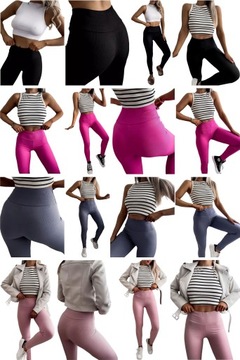 LEGGINSY PRĄŻKOWANE SPODNIE PRĄŻEK GETRY FITNE 5XL