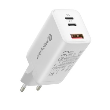 MOCNA szybka ładowarka sieciowa zasilacz GaN USB USB-C PD QC everActive 65W