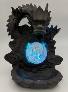 Ceramiczny kominek zapachowy Backflow, ceramika, Świecący smok, 17 cm