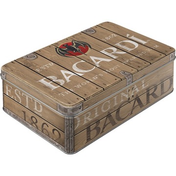Puszka Płaska Bacardi Wood Barrel Pudełko Skrzynka