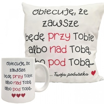 ZESTAW KUBEK PODUSZKA PREZENT WALENTYNKI NIEJ ŻONY