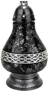 ZNICZ szklana KARAFA KRYSZTAŁ duży i ciężki, czarno-srebrny, wys. 36cm