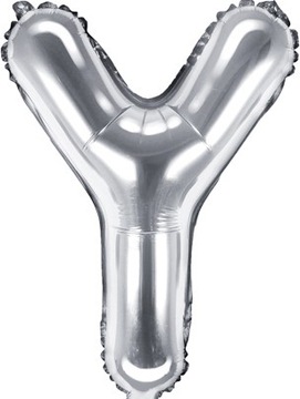 Balon foliowy LITERA Y srebrny mały 35 cm NAPIS NA URODZINY metalik