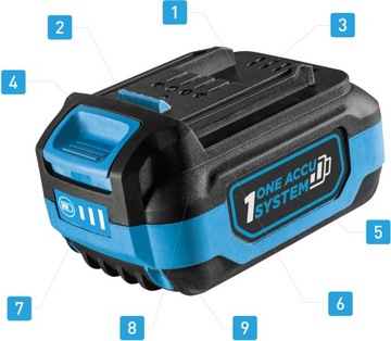 В комплекте: ударная дрель с долблением, зарядное устройство на 4А, 2 аккумулятора. 4 Ач