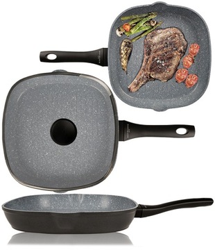 PATELNIA GRANITOWAZ POKRYWKĄ GRILLOWA NIEPRZYWIERAJĄCA GAZ INDUKCJA 28CM