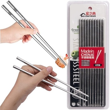 Azjatyckie Pałeczki Metalowe Ze Stali Nierdzewnej Sushi 5 Par JIA ZHI DIAN