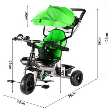 ТРЕХКОЛЕСНЫЙ ВЕЛОСИПЕД 360 ПОВОРОТНЫЙ СКЛАДНОЙ СУМКА-КОЗЫРОК КОРЗИНЫ 3 В 1 ДЛЯ ДЕТЕЙ