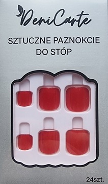 Paznokcie Sztuczne Czerwone Tipsy Do Stóp Samoprzylepne Kwadratowe Red