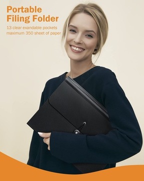 Складная папка для документов с 13 отделениями, вместительная.