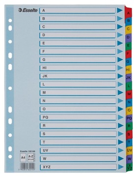 Przekładki kartonowe do segregatora A4 A-Z kolorowe ESSELTE