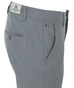 SPODNIE MATERIAŁOWE ELEGANCKIE JASNO-SZARE GŁADKIE W39