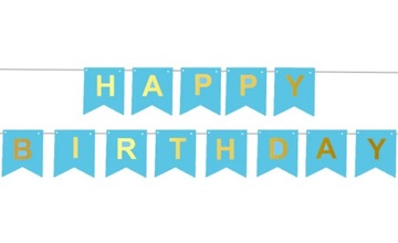 Girlanda HAPPY BIRTHDAY NIEBIESKA baner urodziny P