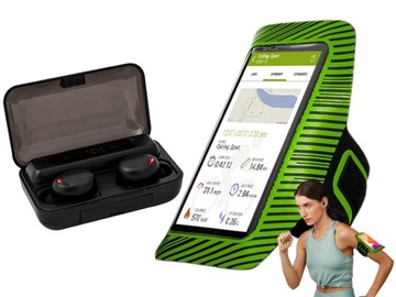 ZESTAW NA SIŁOWNIĘ SŁUCHAWKI BT ETUI NA SMARTFON