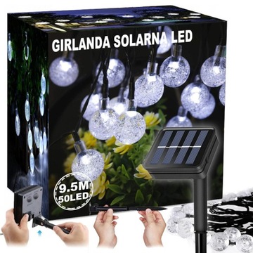 GIRLANDA OGRODOWA LAMPA SOLARNA 50LED DUŻE ŻARÓWKI