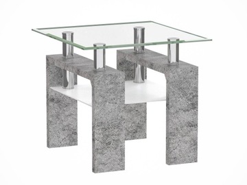 ŁAWA STOLIK SZKLANY KAWOWY Betonowy Mini H55 60x60cm KWADRATOWY Furnitex