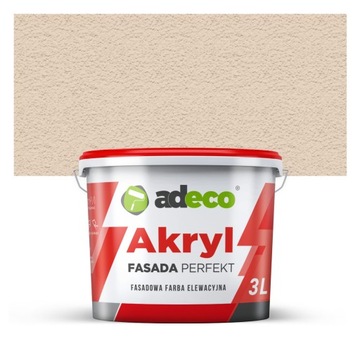 Farba elewacyjna fasadowa Akrylowa 3l kolor LFN0601 CIEPŁY BEŻ
