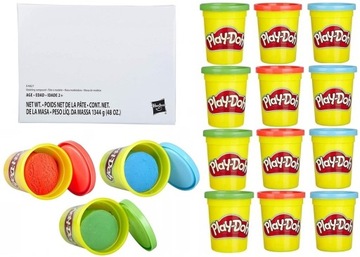 HASBRO PLAY-DOH CIASTOLINA ZESTAW 12 TUB ZESTAW 1,36KG TRZY KOLORY PODSTAWO