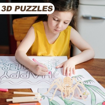 PUZZLE 3D ZWIERZĘCE INTERAKTYWNE UKŁADANKI DIY Z DREWNA TYP PAJĄK 2 SZT.