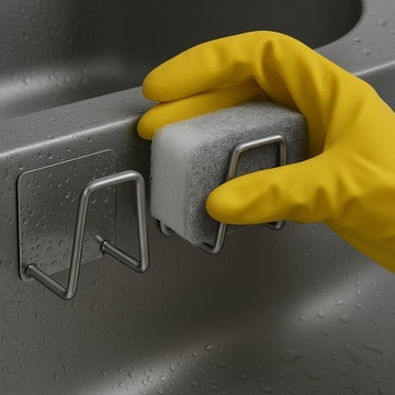 ORGANIZER NA GĄBKE KUCHENNĄ UCHWYT SREBRNY