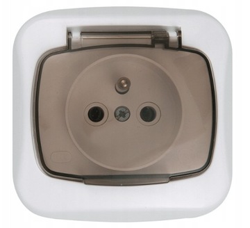 GNIAZDO GNIAZDKO ELEKTRYCZNE Z KLAPKĄ POJEDYNCZE Z UZIEMIENIEM SIECIOWE
