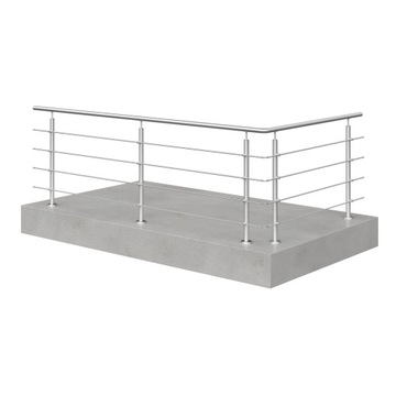Balustrada balkonowa narożna, długość - 8 mb, 4 x Ø12 mm, stal nierdzewna
