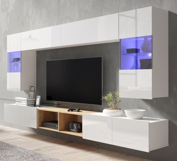 MEBLE DO SALONU BIAŁY POŁYSK MODERN 24