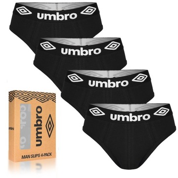 Umbro Slipy Majtki Męskie Bawełniane Czarne 4 sztuki Rozmiar XXL