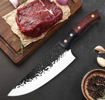 Кованый кухонный нож Кливер Нож мясника Высокоуглеродистая сталь Твердый Hcr61