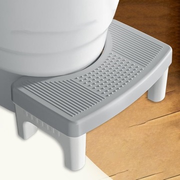 Табурет складной для унитаза с широкой подставкой для ног, эргономичный, серый.