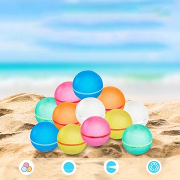 ЦВЕТНЫЕ МНОГОРАЗОВЫЕ ВОДНЫЕ БОМБЫ 12 ШТ. ИГРУШКИ ДЛЯ БАССЕЙНА