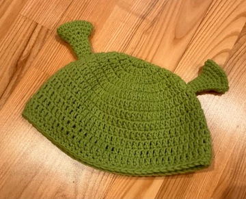 ШРЕК ЗИМНЯЯ ШАПКА ЗЕЛЕНАЯ С УШАМИ ВЕСЕЛАЯ УНИВЕРСАЛЬНАЯ 50-60 СМ СЮЖЕТ