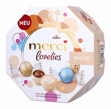 Merci Lovelies White Bombonierka 185g Czekoladki Pralinki na Prezent