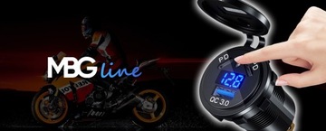 Szybka Ładowarka Motocyklowa Samochodowa 3x USB Woltomierz 63W TYP-C PD 45W